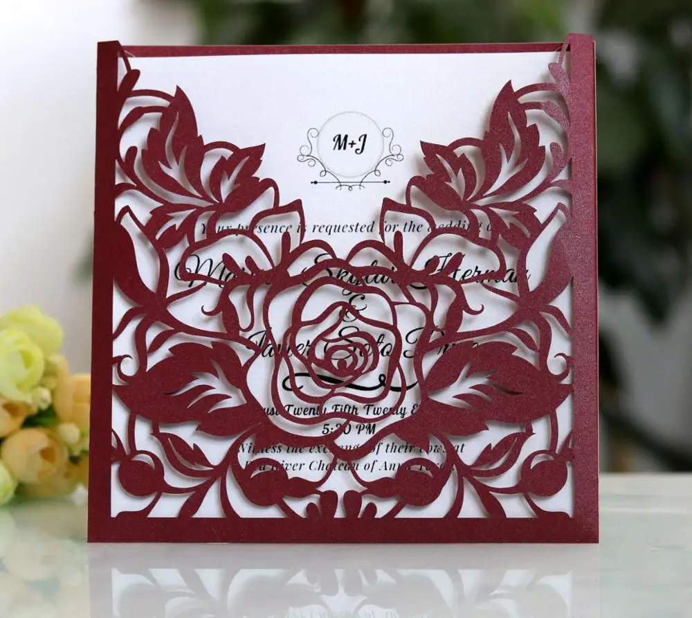 10pcs Laser Cut Hollow-out Wedding Invitation Card Wedding Engagement Greeting Cards White Invitati - 4.00028E+12