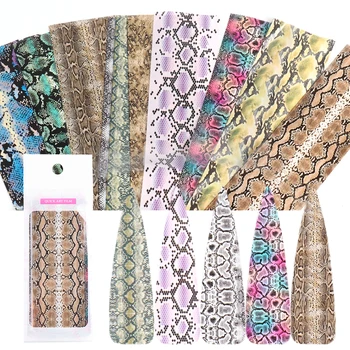 

10pcs Wild Snake Print Animal Nail Foil Transfer Paper African Tropical Style Nail Stickers Sliders Nail Art Decor Decal LE1629