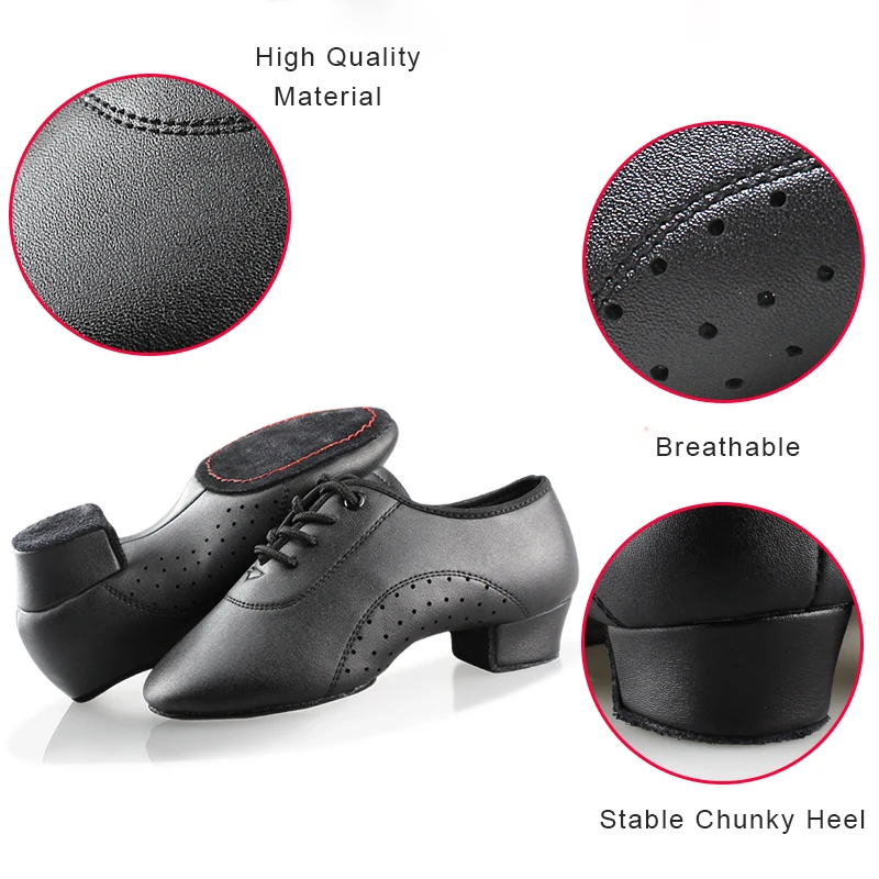 Men Latin Dance Shoes Black Low Heels Ballroom Dancing Shoes Boys Tango Salsa Rumba Modern Jazz Shoes 2