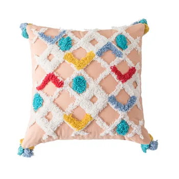 

Cushion Cover Moroccan Style Pillowcase Pink Blue Tassels Fringe Square Rectangle Pillow Cover 45x45cm/30x50cm Home Decoration