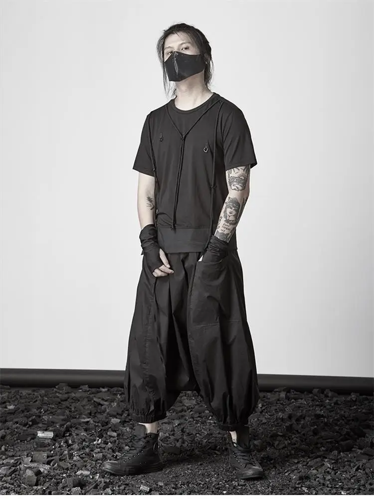 Men's Hanging Crotch Pants New Dark Men's Culottes Japanese Personality Loose Large Size Nine Minutes Knickerbockers