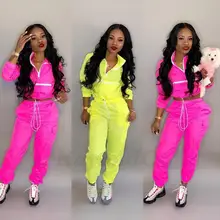 Новинка, женский короткий тренч на молнии с длинным рукавом и воротником, длинные штаны для сафари, комплект из двух предметов, спортивный костюм, наряд#0920