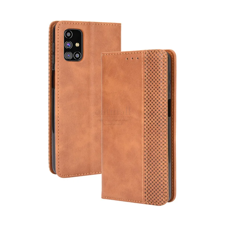 Luxury Retro Slim Magnetic Leather Flip Cover For Samsung Galaxy M31S Case Book Wallet Card Stand Soft Cover Mobile Phone Bags
