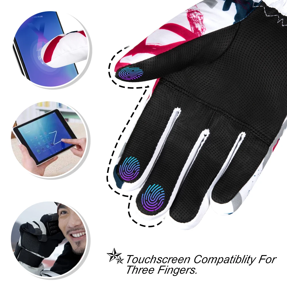COPOZZ  Men Women 3 finger Touch screen Ski Gloves Waterproof Winter Warm Snowboard Gloves Motorcycle Riding Snowmobile Gloves 4