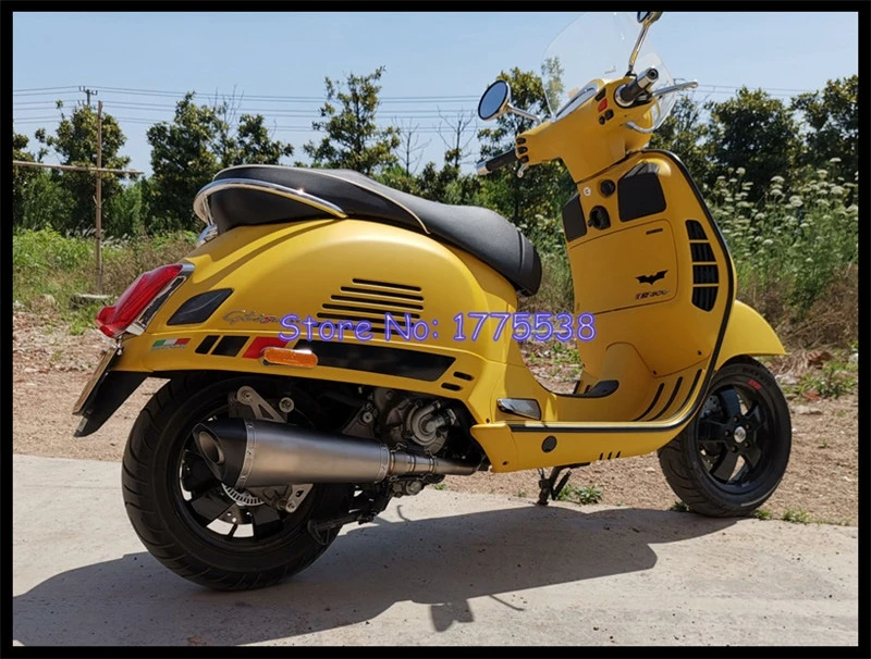 Титановый сплав, модифицированный для Vespa GTS300, мотоциклетная система глушителя, Соединительная труба из углеродного волокна, выхлопная труба для Vespa gts300мотоцикл, скутер, выхлопная гаситель, разъем