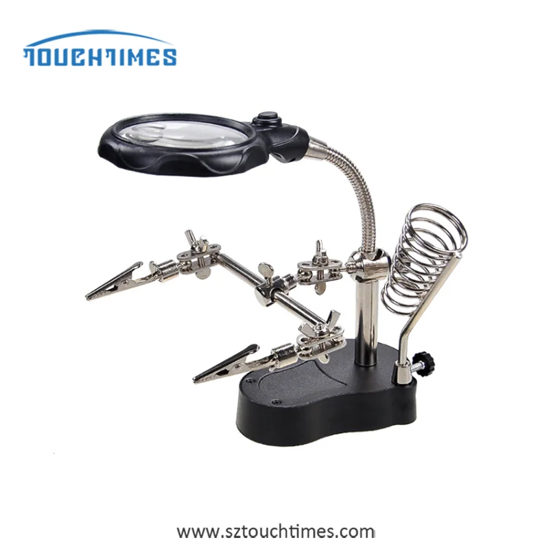 1PCS 3.5x 12x MG16129-C LED Clamp Soldering Iron Stand Helping Hands Magnifying Glass Magnifier (8)