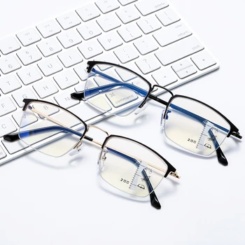 CLLOIO Titanium Alloy Photochromic Reading Glasses Men Progressive Multifocal Glasses Women Anti Blue Light Hyperopia Glasses 5