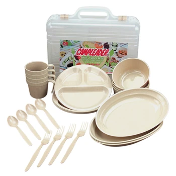 

24pcs Tableware Dinnerware Mess Kit Portable Outdoor Barbecue Camping Picnic Cutlery Set Easy Storage And Portability