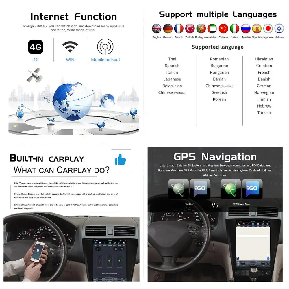 Aotsr Tesla 12," вертикальный экран Android 8,1 автомобильный DVD мультимедийный плеер gps навигация для Honda Accord 2003-2007 carplay Wifi