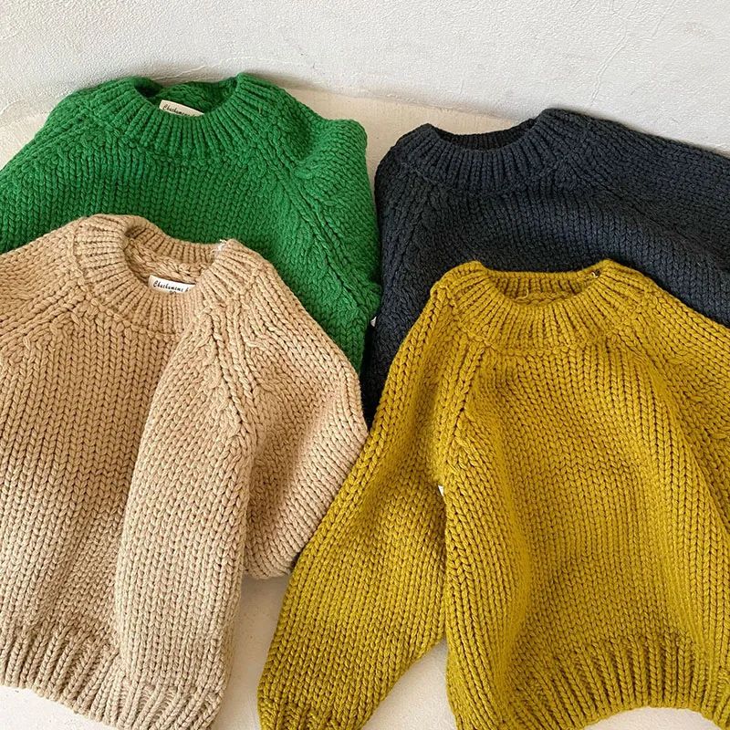 Kids Solid Sweater for Brothers and Sisters Korean Outwear