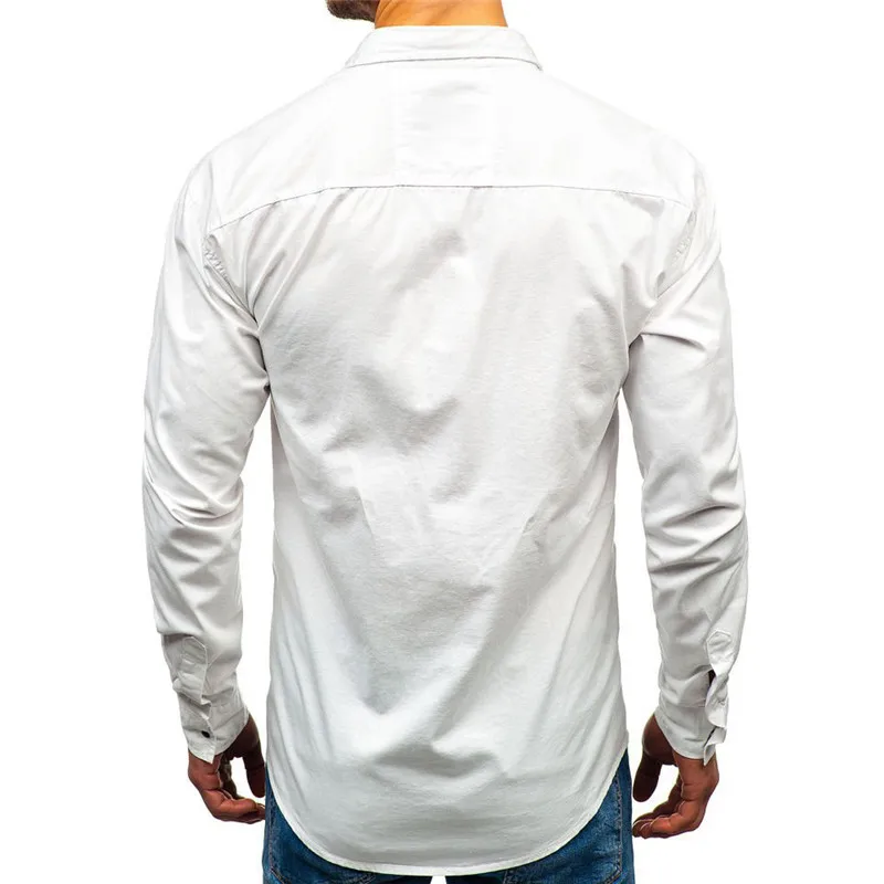 E-BAIHUI Мужская рубашка в стиле милитари Осенняя повседневная мужская рубашка хлопковая Военная карго тонкая на кнопках Однотонная рубашка с длинными рукавами мужские рубашки с карманами