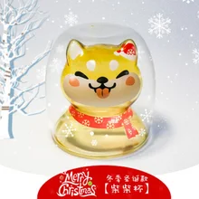 Новинка, милые рождественские стаканы Сиба ину, двухслойные термостойкие стаканы для кофе, молока, сока, чая, мультфильма «Счастливая Собака», подарок для детей