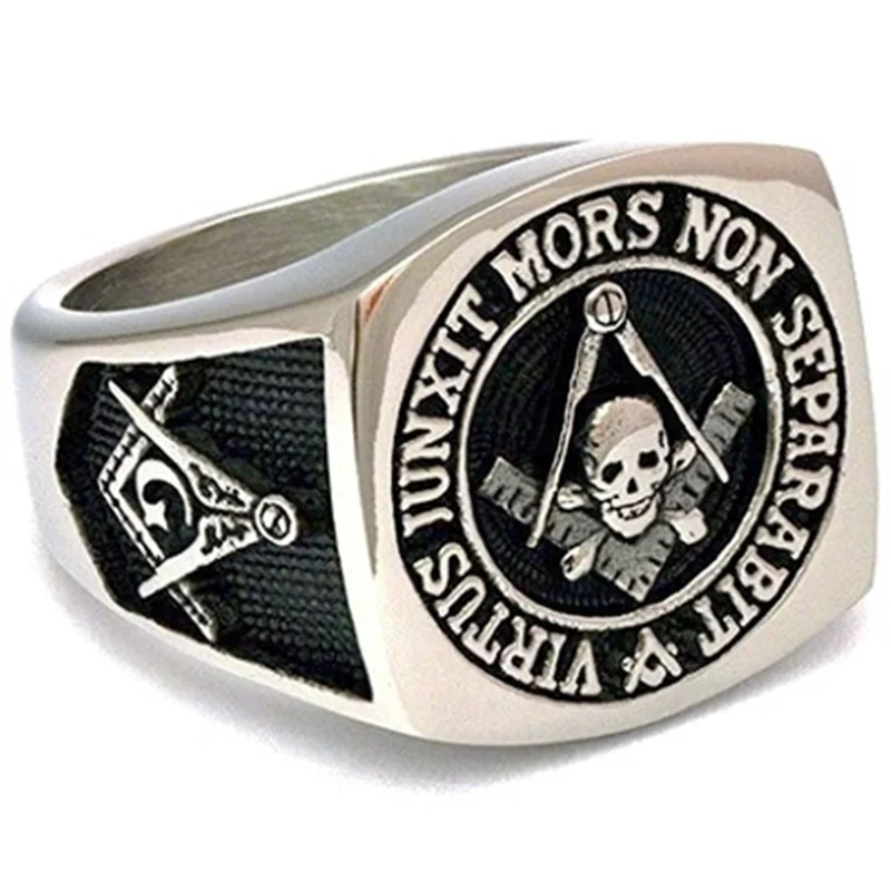 Freemasonry Symbols and Skull Stamp Men's Ring Vintage Fashion Gothic Steampunk Party Jewelry Finger Accessories | Украшения и