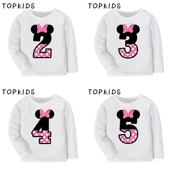

2019 Boys Girls Happy Birthday Number 1~9 Mouse Cartoon Print T shirt Kids Long Sleeve T-shirt Baby Funny Clothes,LKP2416