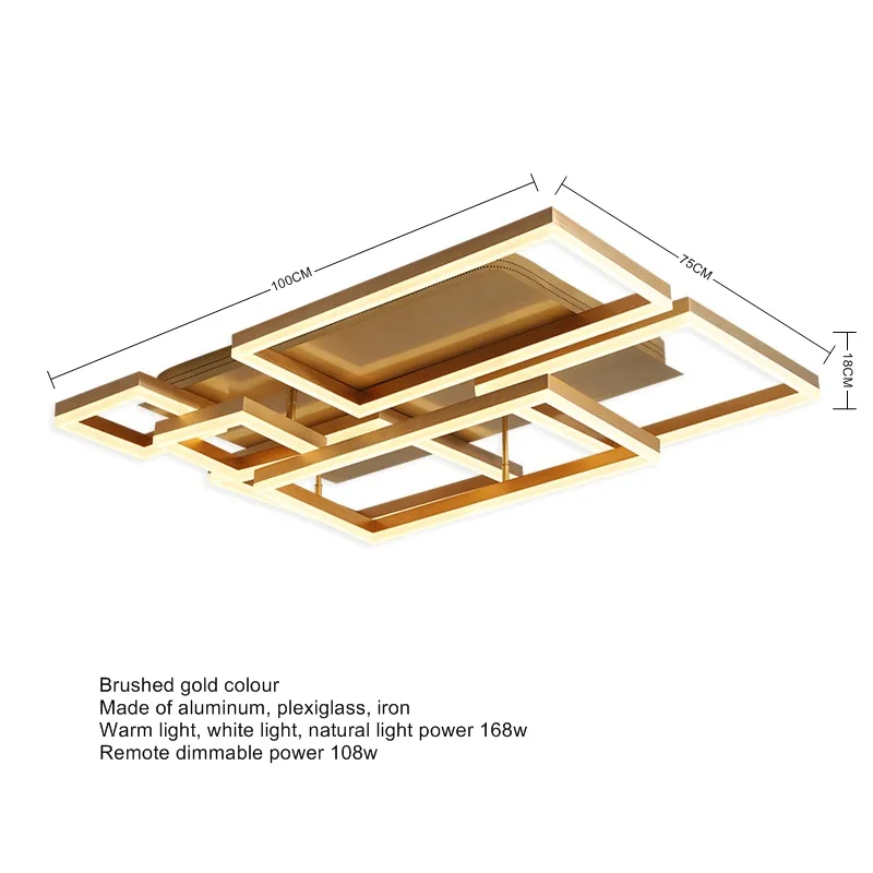 6104-100x75cm gold LOFAHS современный светодиодный потолочный светильник, светильник для гостиной, алюминиевый акриловый декоративный светильник для кухни, спальни, Домашний Светильник ing Wisdom House - Цвет корпуса: 6104-100x75cm gold
