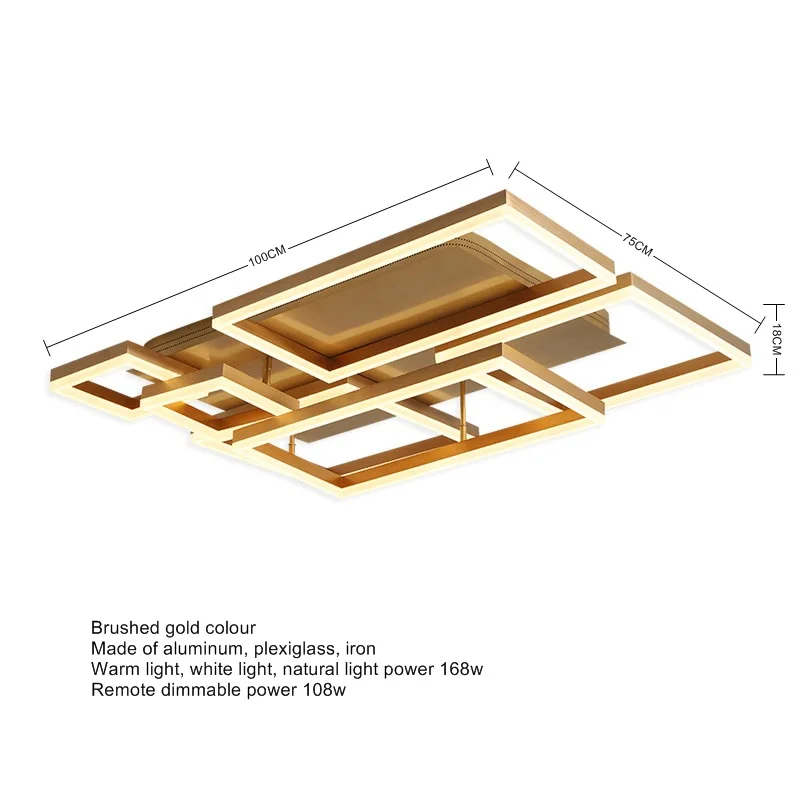 LOFAHS современный светодиодный потолочный светильник, светильник для гостиной, алюминиевый акриловый декоративный светильник для кухни, спальни, Домашний Светильник ing Wisdom House - Цвет корпуса: 6104-100x75cm gold