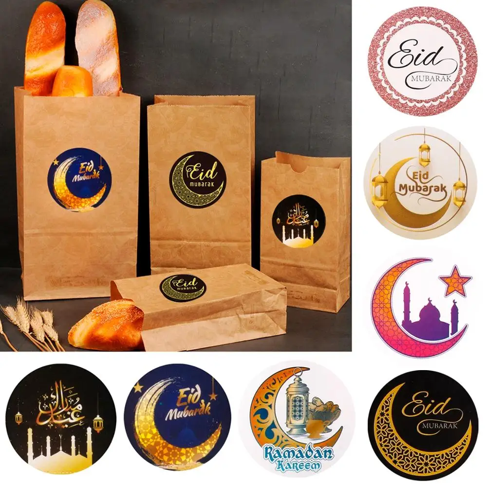 QIFU Happy Eid украшение Мубарак бумажный стикер печатная этикетка Подарочная