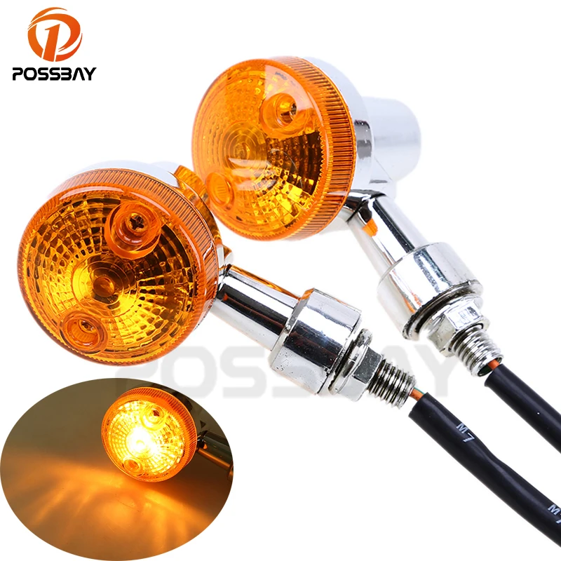 POSSBAY Motorcycle Turn Signal Light Motorbike Indicators Moto Lamp Flasher Scooter Rear Amber for Honda Harley BWM Yamaha |