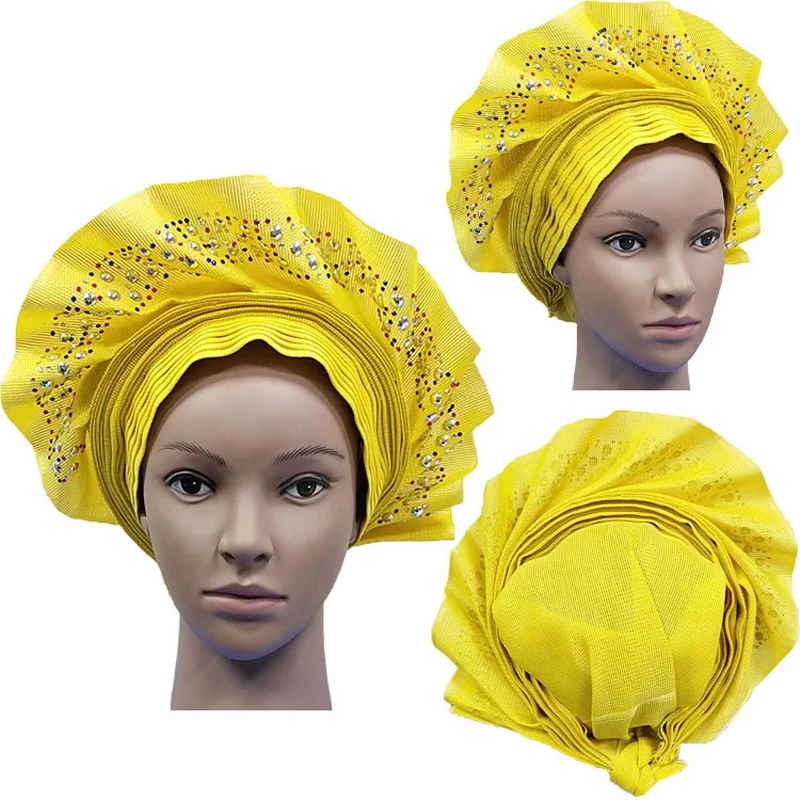 Африканский ASO OKE Gele головное украшение высокого качества нигерийский традиционный свадебное использование 013 Авто Gele - Цвет: 3