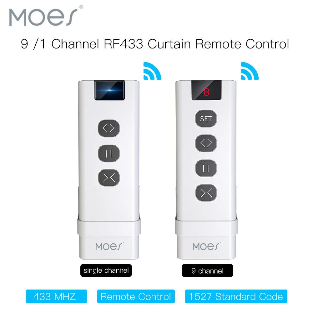 

9 /1 Channel RF433 Remote Control for WiFi Curtain Switch RF Roller Blinds Module Battery Powered Curtain Accessories Emitter