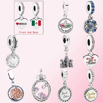

925 Silver Mexico Locket of Dazzle St. Basil's Cathedral Be Mine Pumpkin Sweet Sister Lady Boss Hold Your Heart Blue Heart Charm
