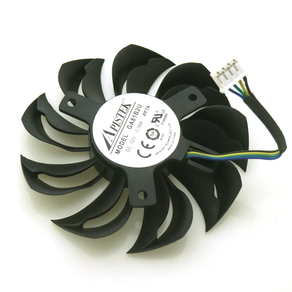 Ventoinha Vga Ga81b2u-pfta 12v 0.38a 4pin 75 mm 40*40*40 mm para Calendário Placa Gráfica Cooler Ventiladores e resfriadores - Imagem 2