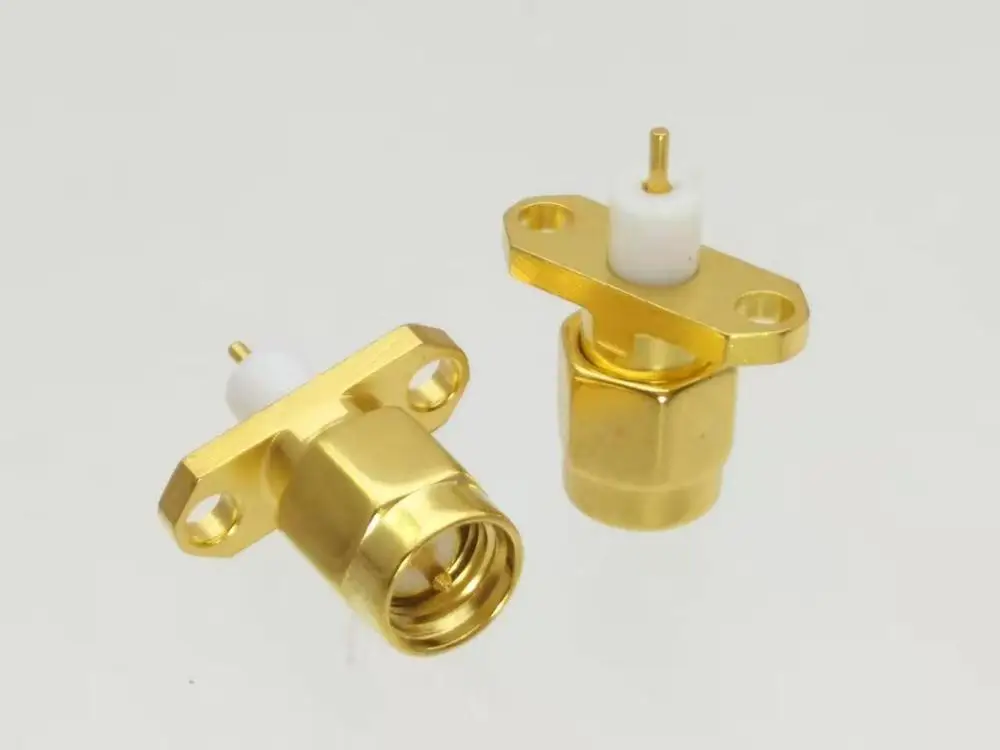 10 шт. разъем SMA штекер 2 отверстия фланец PTFE припой чашка настольное крепление |