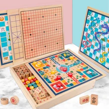 Kinder Multifunktionale Brettspiel Schach Holz Fliegen Schach Checkers Gobang Chinesischen Schach Erwachsene eltern-kind-Spiel