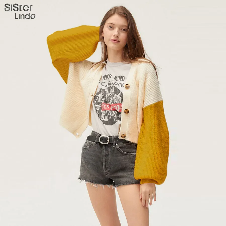 

Sisterlinda Winter Long Sleeve V Neck Open Stitch Button Splicing Coats Jackets Women Casual Slim Outerwear New Streetwear Mujer