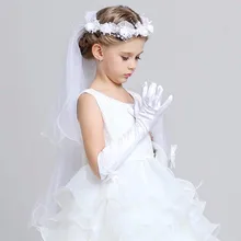 Детские свадебные перчатки, Детские вечерние длинные хлопковые перчатки для девочек, свадебные перчатки, детские перчатки, перчатки на полный палец