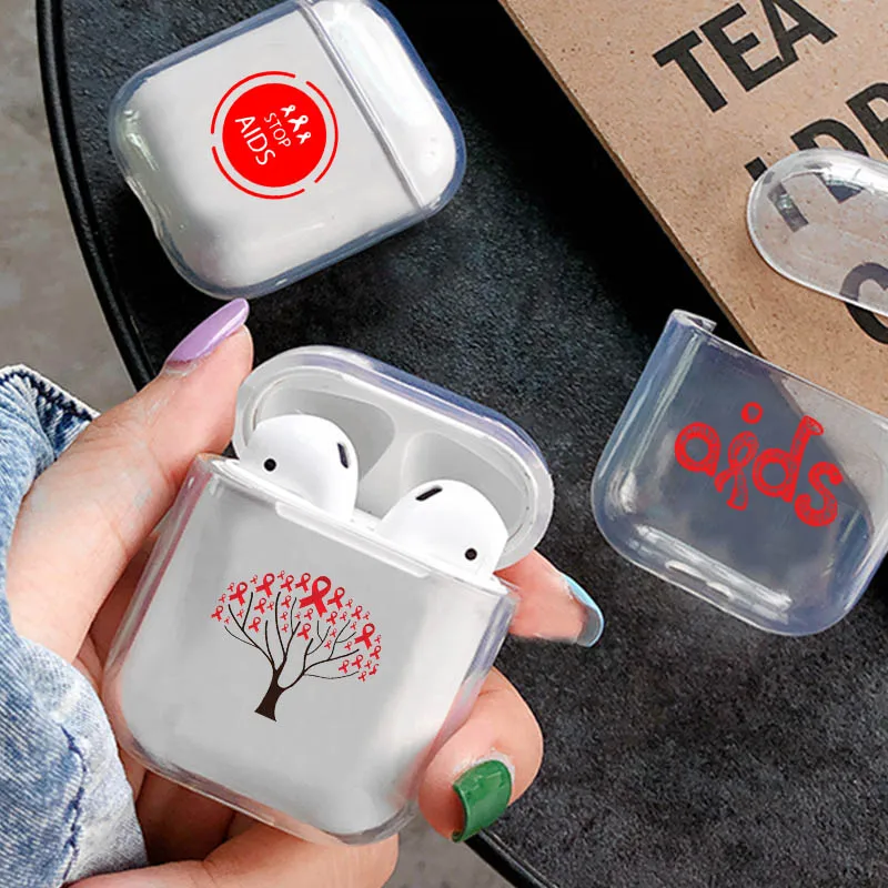 

Transparent Hard Case for Apple Airpods 1/2 Case Fashion Headphone Accessories Protective Airpod Cover For AIDS Day Airpods Case