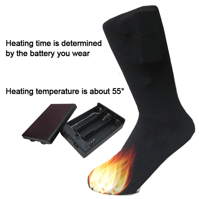 Носки с электрическим подогревом теплые носки с перезаряжаемой батареей 3,7 вольт эластичные зимние теплые носки для спорта на открытом воздухе