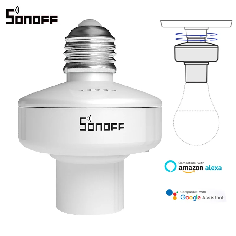 SONOFF Slampher R2 E27 смарт-лампочка WiFi держатель переключатель RM433 беспроводная домашняя Автоматизация совместима с Alexa Amazon Google Home