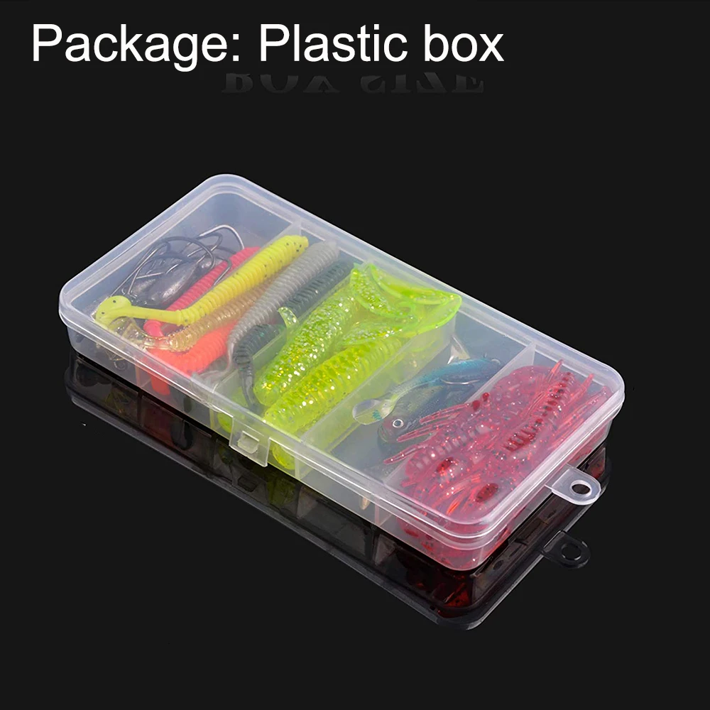 Kit Esche Da Pesca 100 Pezzi – Teste E Esche Morbide In Scatola – Rossi, Bianchi, Gialli, Verdi - 2
