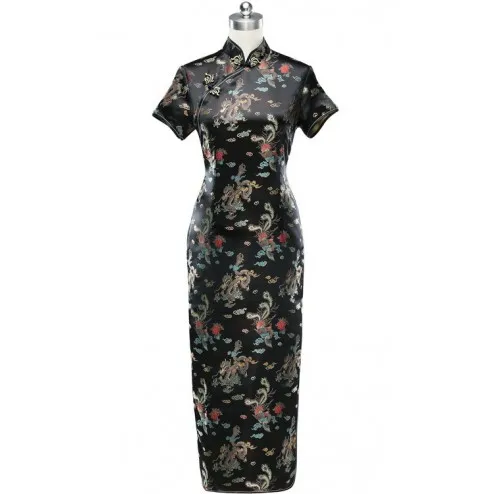 Модное красное китайское вечернее платье cheongsam, Женская атласная новинка, одежда для девушек, элегантное женское длинное платье cheongsam, размер S-3XL