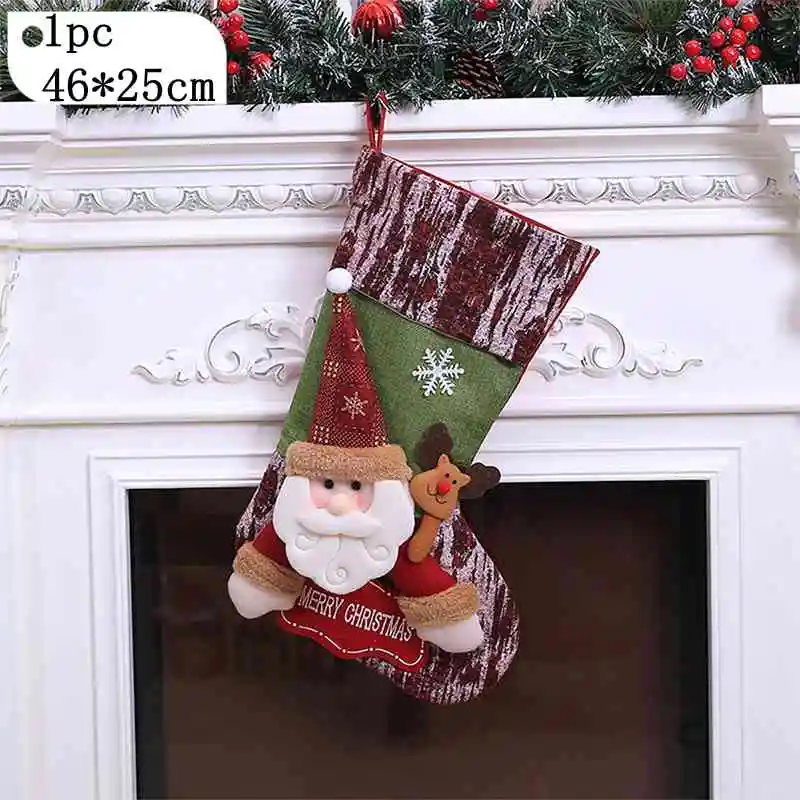 1PC P large Мини-носок Санта Клаус Конфеты подарочные сумки носки рождественские чулки Рождественская елка висячие украшения Дети конфеты мешок - Color: 1PC P large