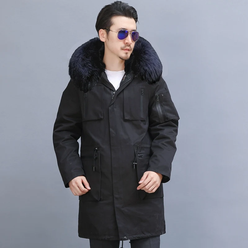 

Clothes Trench Coat Men's Jackets Parka With Natural Fox Fur Hooded Real Rex Rabbit Fur Coat Men's Bomber Jacket Winter Clothing