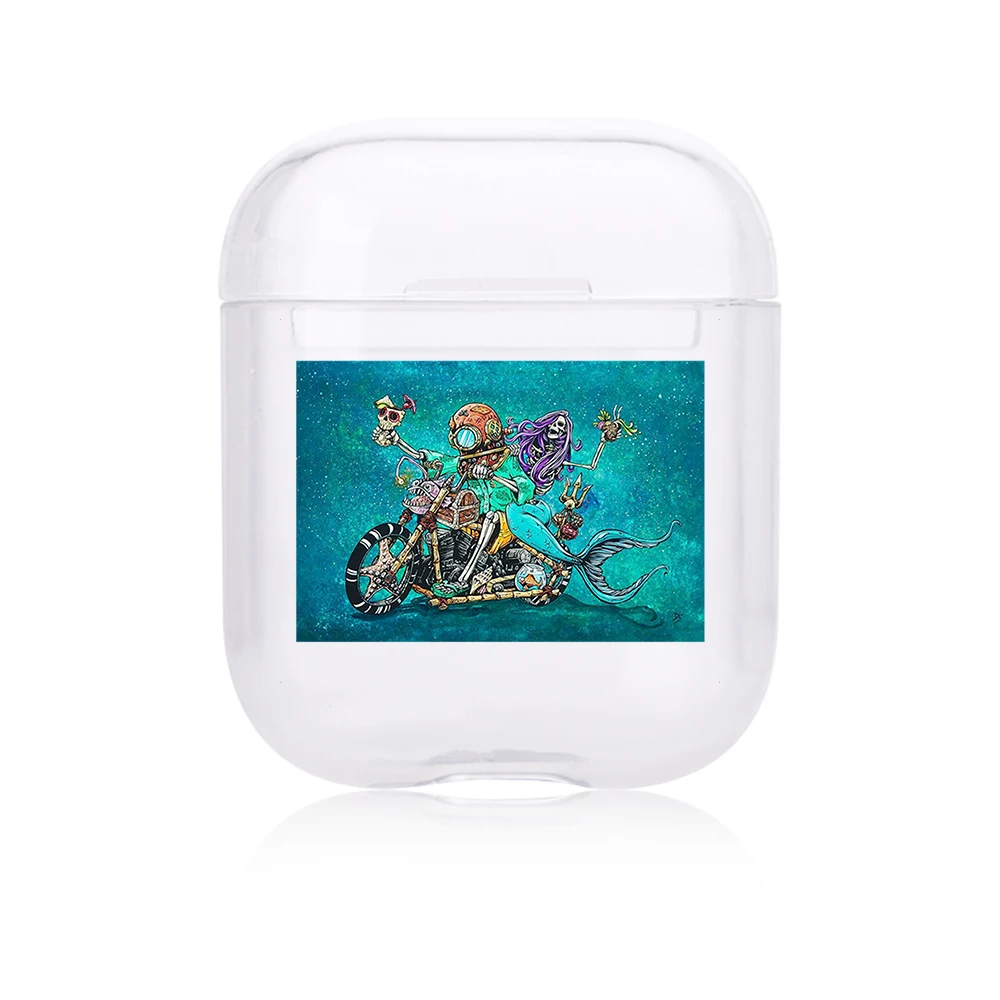 Модный ретро череп для Apple Airpods1/2 чехол Роскошный прозрачный Bluetooth наушники защитный чехол для Airpods мягкий чехол s