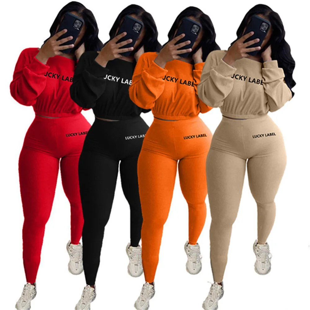 Women Crop Top Leggings Casual Knitted 