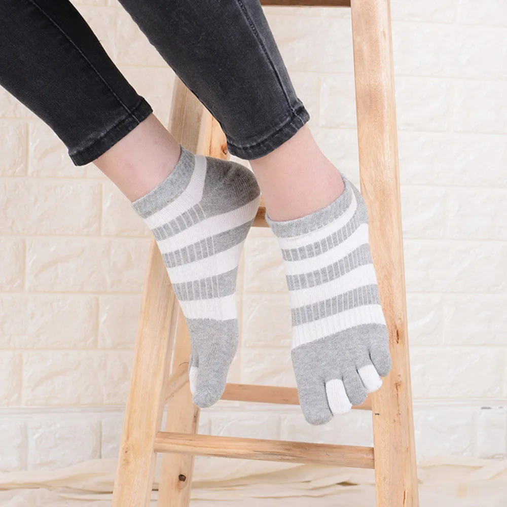 Long Cute Socks Women Cat Socks Cotton Socks Cartoon Stripe Five Finger calcetines mujer divertido chausette femme носки хлопок