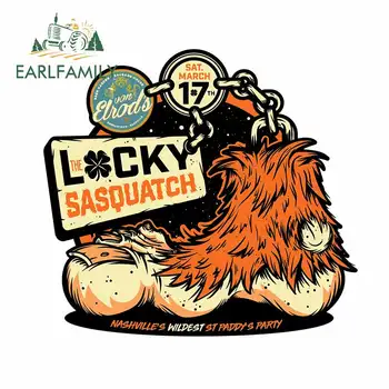 

EARLFAMILY 13cm x 11.9cm Funny Lucky Sasquatch Car Stickers Auto High Quality Vinyl Decals Wall JDM ATV Camper Car Wrap