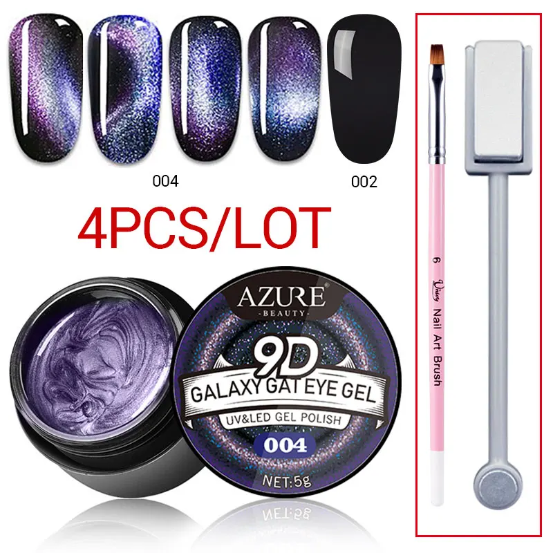 Azure beauty 4 шт./лот 9D Galaxy Star Гель-лак для ногтей с эффектом кошачий глаз Хамелеон Гель