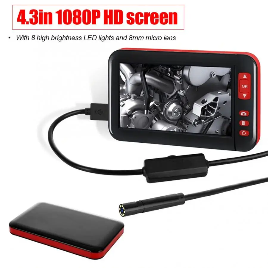 HD 1080P 4 3 дюйма экран IP68 Многофункциональный эндоскоп камера промышленный