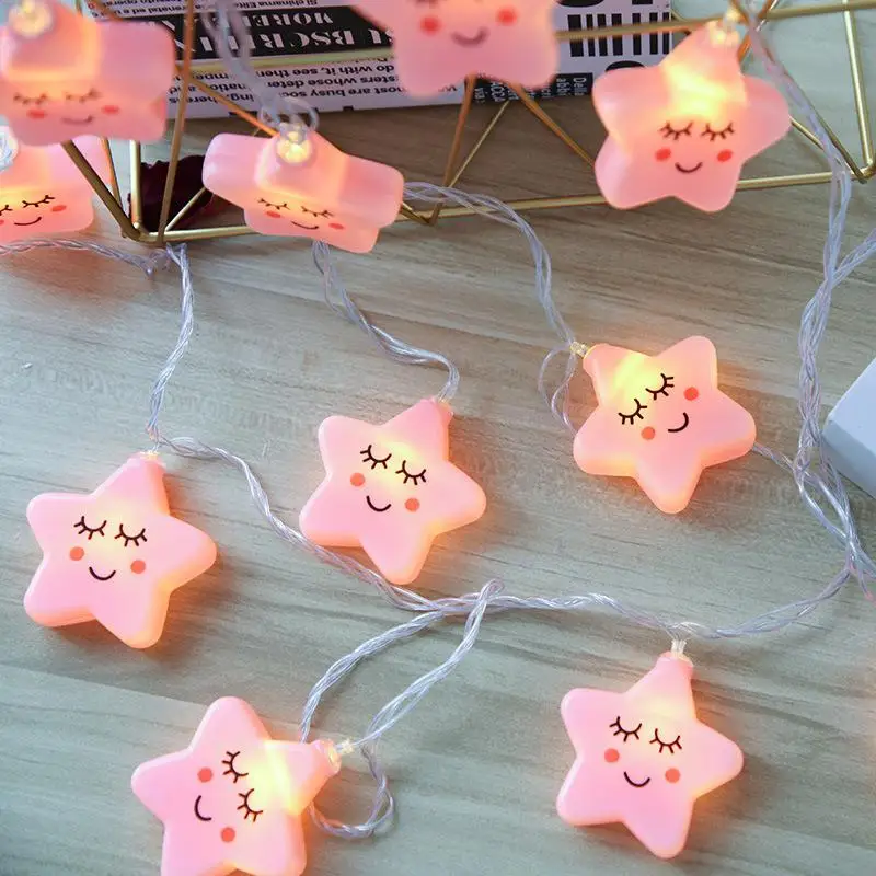 1.5M 10LED Led Shy Expression Star Light String Cute Smile Color Lights Ins Photo Wall Girl Heart Net Red Bedroom Decoration