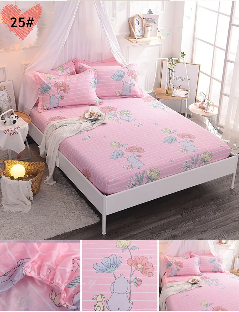 Bed Sheet With Pillowcase 100%Cotton Mattress Cover Fitted Sheet Corner with Elastic Band Bed Sheet 120x200cm/150x200cm