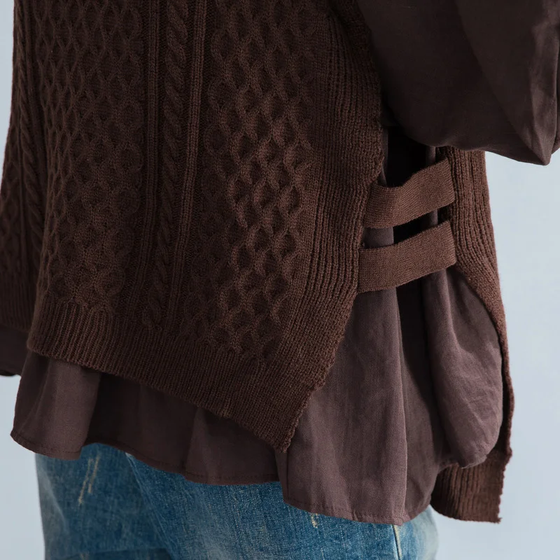 Новинка года. Женский осенний свитер-пуловер из двух частей. Корейский Свободный удобный женский свитер