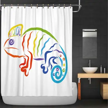 

Chameleon of Seven Colors of The Rainbow Shower Curtain,Pattern for Bathroom,84''W x 72''H