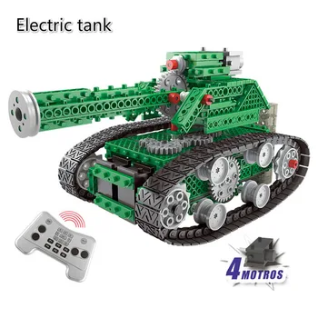 

Technic Electric Building Blocks Remote Control with 4 Motors Rc Tracked tank Bricks Educational Toys for Boys Birthday Gifts