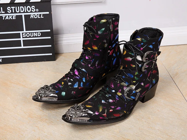 

New Martin Boots Short Boots High Top Shoes Cool Fashion Botas Hombre Cuero Men's Cow Leather Pointed Toe Ankle Genuine Leather