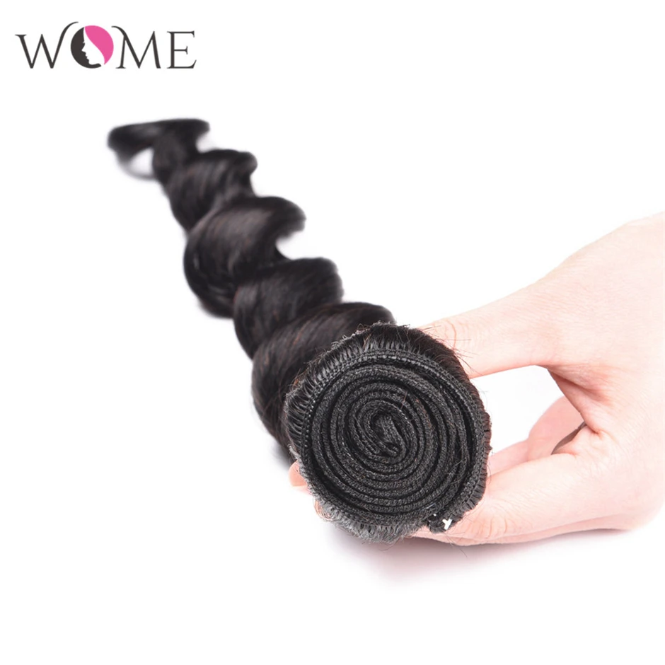 WOME свободные глубокие волнистые пряди бразильские натуральные кудрявые пучки волос 1/3/4 шт./партия 10-26 дюймов натуральный цвет не Реми волосы для наращивания